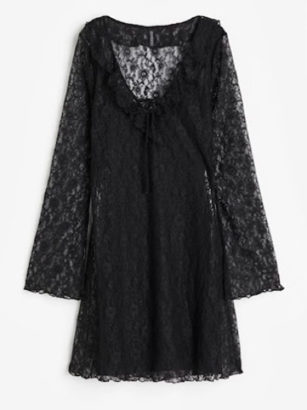 H&M Divided Black Lace Long Sleeve Mini Dress - Size M
